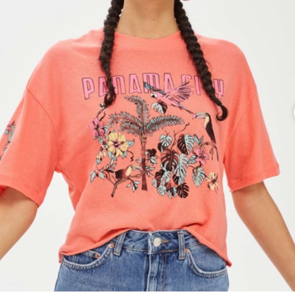 Topshop Panama City T-shirt cropped top Sz 4